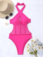 Dames Halter Kruis Mouwloze Bodysuit Water Wear Bikini Doorschijnende Mesh Korset Bustier Sexy Uitgesneden Leotard Jumpsuit