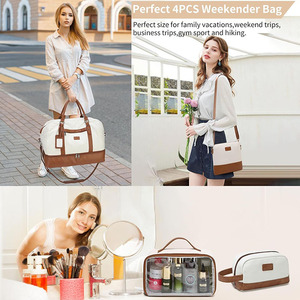 위켄더 백 대형 오버 나이트 백 여행 비즈니스 체육관을위한 신발 수납 공간 주말 가죽 더플 백으로 어깨에 휴대 - Product Image 5