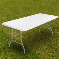 Mobilier d'extérieur Portable 6ft One Pieces Blanc Rectangulaire En Plastique Pliable Banquet Restauration BBQ Camping Pique-Nique Table Pliante