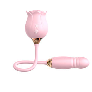 Vibratore a Forma di Rosa in Silicone con Funzione di Spinta e Suzione del Clitoride, Giocattolo Sessuale per Donne - Product Image 2