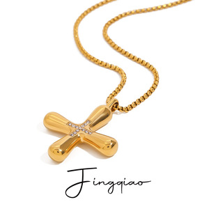 Colgante de cruz de oro Yueli con incrustaciones de circonita para regalo - Product Image 1