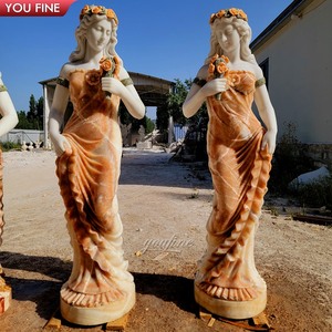 Sculpture de déesse en <span class=keywords><strong>marbre</strong></span> onyx YOUFINE, sculptée à la main, motif floral, pour la décoration de villa, de jardin, de portail et de paysage. - Product Image 2