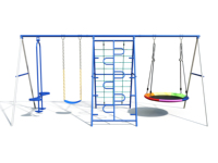 Structure de jeu A-Frame ultime en alliage pour enfants avec balançoire, trampoline et filet d'escalade - Idéale pour jardin, garderie et usage domestique