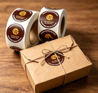 Étiquettes en papier brun mat avec dorure à chaud - Autocollants personnalisés pour l'emballage du café et des aliments