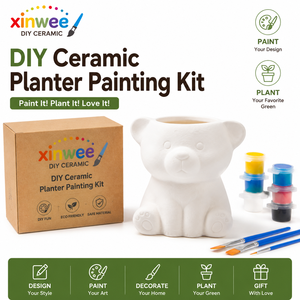 Kit <span class=keywords><strong>de</strong></span> <span class=keywords><strong>pot</strong></span> <span class=keywords><strong>de</strong></span> fleurs en céramique écologique pour adultes, anti-stress, pour plantes succulentes, à peindre soi-même, loisir créatif, artisanat thérapeutique, décoration maison et jardin - Product Image 3