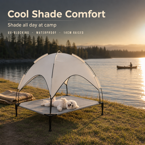 Morning Camp Elevated Pet <b>Bed</b> with <b>Canopy</b> Waterproof Portable Outdoor Cat Cot Raised Sleeping Deck 14cm Foldable Breathable - Product Image 3
