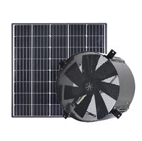 Ventilateur d'évacuation solaire à toit en pente, moteur CC sans balais, montage mural, 14 pouces, 24V, système de climatisation, ventilateur industriel, serre, volaille