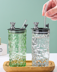 Tazas de taza de té/café/jugo de vidrio de 350ML a precio de fábrica con pajita para bebidas frías y calientes - Product Image 6