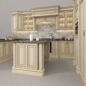 Armoires de cuisine de luxe en bois massif, sur mesure, finition laquée, fermeture amortie, ensemble modulaire intégré pour maison européenne moderne - Product Image 2