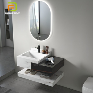OEM Custom Floating Sintered Stone Wash Basin <strong>Sink</strong> Vanity Wall Mounted Marble Countertop <strong>Bathroom</strong> <strong>Cabinets</strong> with Smart Mirror - Product Image 1