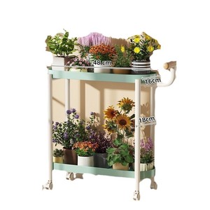 Small Living Room <b>Side</b> <b>Table</b> 2 Tier Movable Wheeled <b>Storage</b> Cart Multipurpose Portable Shelf - Product Image 5