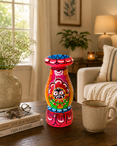 Vase Pattachitra peint à la main, artisanat traditionnel, visage emblématique du dieu Jagannath - Product Image 5