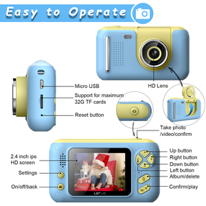 Kamera Digital Anak BTJ Sensor MOS Layar 2.4 inci Sudut Lebar 180 Derajat Fotografi Satu Klik Hadiah Ulang Tahun Murah untuk Anak Laki-laki dan Perempuan - Product Image 3