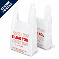 Sac de courses en gros personnalisé avec logo imprimé, rouge, 'Merci', 'Bonne journée', écologique, recyclable, imperméable, avec poignée, pour épicerie