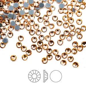 Paso Sico Popular Selling Light Peach Golden Shadow ss4 ss10 ss12 ss16 ss20 ss30 Flat Back Hot Fix Loose Rhinestones in Bulk DIY