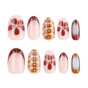 Uñas Postizas en Oferta, Estilo Francés Floral, Puntas de Uñas Usables, Parches de Uñas Artificiales al por Mayor - Product Image 5