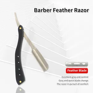 Custom Professionele Barber Straight Cut Throat Veer Scheermessen Vervangbare Rvs Blade Scheermes Houder