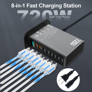 Station de charge multiport GaN 720W de haute qualité 6C2A, adaptateur Type C PD <span class=keywords><strong>140W</strong></span>, <span class=keywords><strong>chargeur</strong></span> portable pour tous les ordinateurs portables <span class=keywords><strong>Apple</strong></span> <span class=keywords><strong>140W</strong></span> - Product Image 6