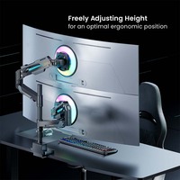 LDT101-C024P 24 "-57" 27kg Armada Heavy Duty Pole Mounted Dual Gas Spring Gaming Monitor Arm Ultrawide Game Monitor Mount Stand
