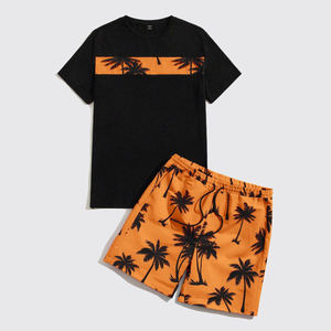 Ensemble deux pièces décontracté d'été pour homme, à séchage rapide, respirant, t-shirt à manches courtes et short, ensemble de plage pour homme - Product Image 5
