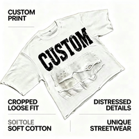 T-shirt court en coton brut surdimensionné avec bords bruts, personnalisé, effet vieilli, déchiré et patchwork, à manches courtes pour hommes – Vente en gros