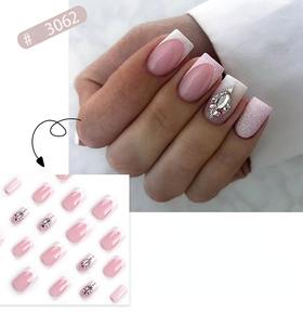 12 Pcs French Style Romantic Art Acrylic Half Cover Almond Shape Press <b>Nails</b> <b>Glue</b> Artificial Fingernails Customize Candy False - Product Image 3