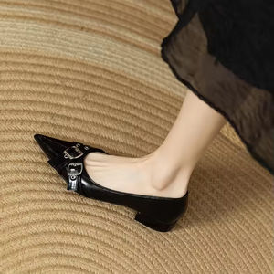 Zapatos de Mujer Antideslizantes con Cordones, de Tacón Bajo y Alto, con Punta Puntiaguda, Estilo Sexy para Banquete, Zapatos de Moda - Product Image 5