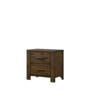 Comodino Merrilee con finitura in rovere e due cassetti per riporre oggetti in camera da letto - Product Image 2
