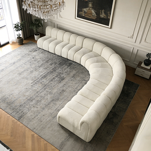 Canapé modulaire en tissu bouclé courbé moderne, grand canapé en forme de U, ensemble de meubles de salon, villa de luxe, hôtel - Product Image 1