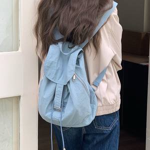 <b>Drawstring</b> <b>Backpack</b> Nylon Lightweight Cover Type Shoulder Strap For Women College Student Everyday Use Summer 2025 - Product Image 4