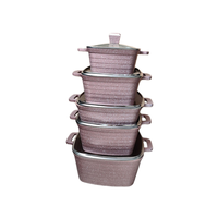 Ensemble de 10 casseroles carrées en granit antiadhésives en aluminium moulé sous pression - Ensemble polyvalent de casseroles et poêles avec couvercles en verre pour usage domestique et commercial