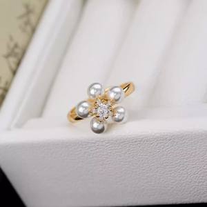 10766DIY <b>Pearl</b> Accessories S925 Silver Ring Empty <b>Set</b> Butterfly Silver Jewelry <b>Set</b> with 6-9mm Round Flat Beads - Product Image 2