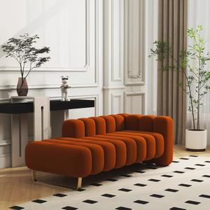 Modern Velvet Upholstered Bench Chaise Lounge <b>Shoe</b> Stool Comfortable Bedroom Furniture - Product Image 5
