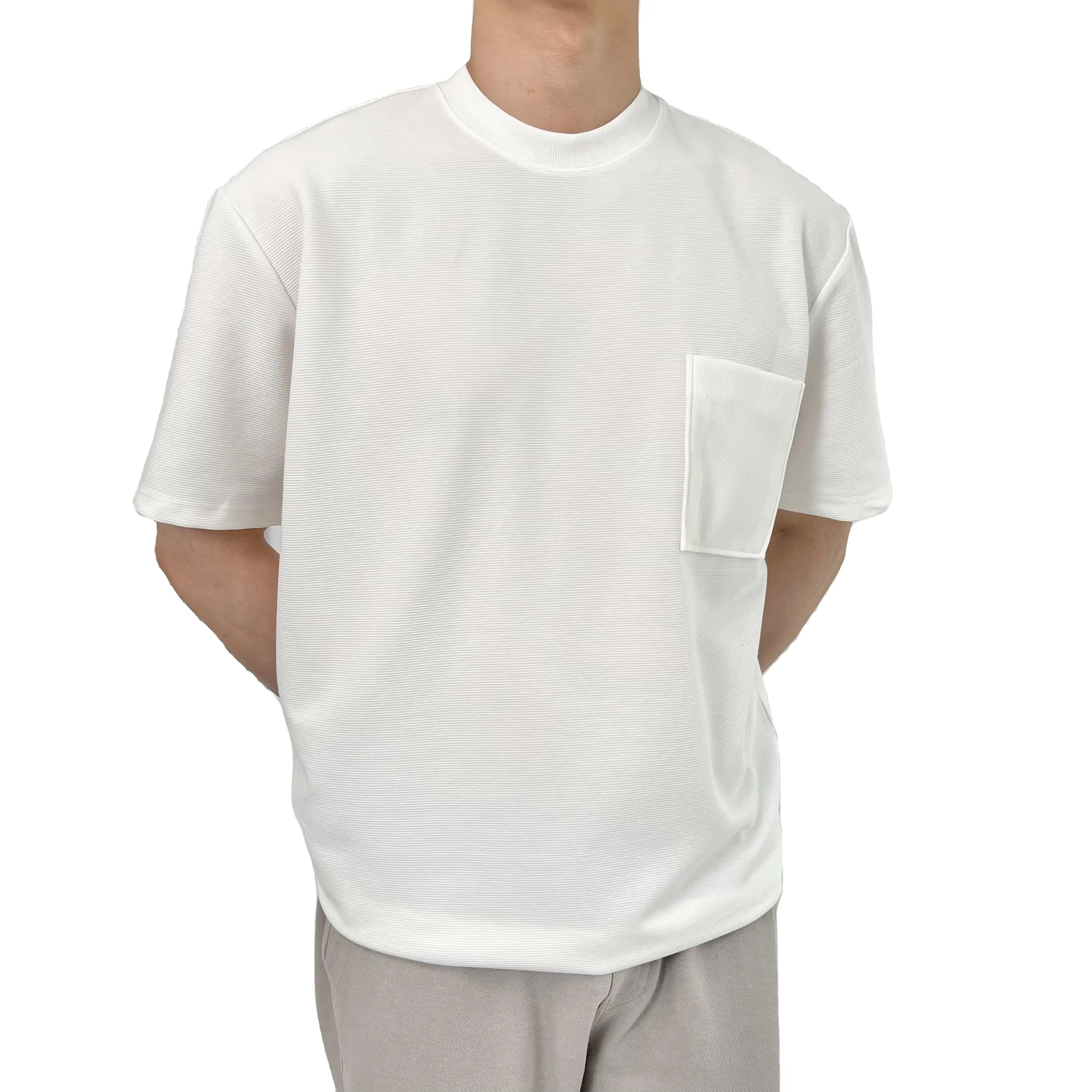 日本のダークポケット半袖メンズヘビー250gシンプルベーシック無地オールマッチングルーズベースTシャツ