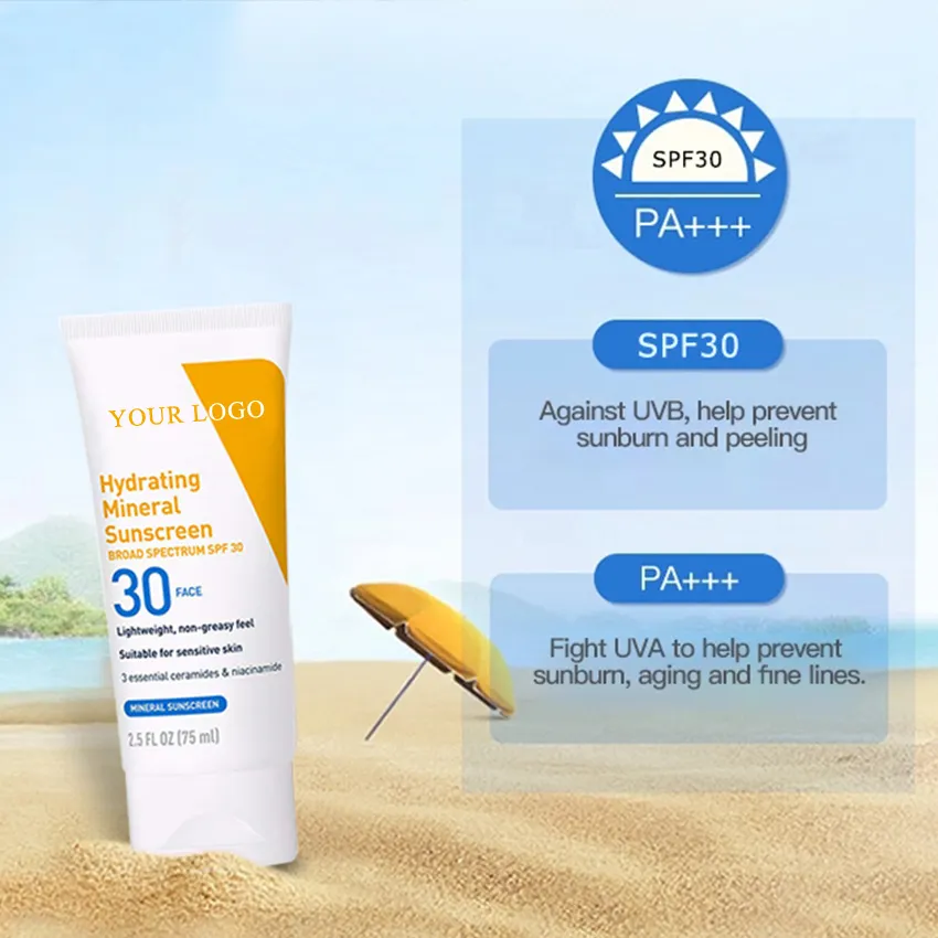 Etiqueta privada vegan mineral spf 50 a granel rosto natural oem reef seguro à prova d' água protetor solar com óxido de zinco