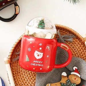 Tazas de cerámica de Feliz Navidad, <span class=keywords><strong>taza</strong></span> de café de vientre <span class=keywords><strong>grande</strong></span> con cubierta de árbol de Navidad, regalo personalizado - Product Image 6