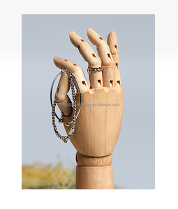 แหวนนิ้วมือทำจากไม้สำหรับผู้หญิงกำไลข้อมือปรับขนาดได้สำหรับแสดงเครื่องประดับทำจากไม้ - Product Image 4