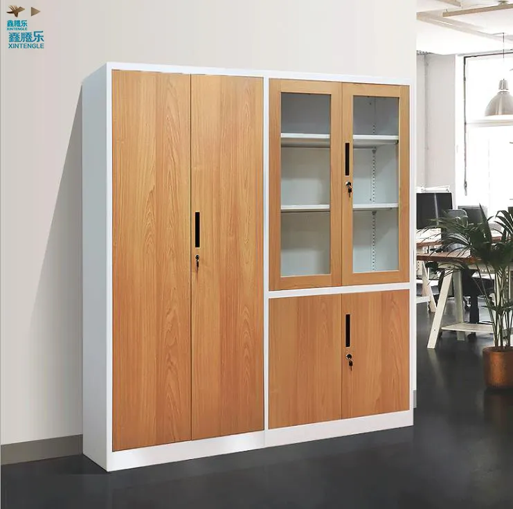 Nuovo armadio per ufficio armadio in ferro con motivi in legno materiale in acciaio inossidabile A4 classificatore per file cartacei