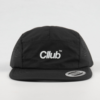 Casquette de course unisexe en nylon à séchage rapide, non structurée, à 5 panneaux, avec trous découpés au laser, personnalisable avec logo OEM, pour activités de plein air et camping, vente en gros