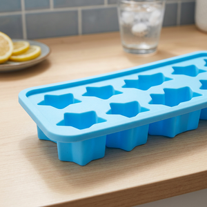 Bac à glaçons en silicone bleu écologique en forme d'étoile avec 10 cavités, moule pour la fabrication de crème glacée et de bonbons - Product Image 3
