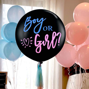 Il sesso di 36 pollici <span class=keywords><strong>gigante</strong></span> del ragazzo o della ragazza rivela i palloncini di coriandoli palloncini neri del ragazzo o della ragazza sono dotati di coriandoli rosa blu per il Baby Shower - Product Image 1