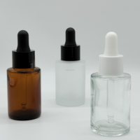 Flacon en verre de 30 ml à prix d'usine, compte-gouttes pour huile essentielle, compte-gouttes pour sérum, couleur dégradée brun givré et transparent