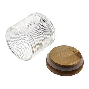 Pote de Vidro Transparente Personalizado com Logotipo em Relevo e Tampa de Bambu com Vedação Hermética para Creme Cosmético, Velas DIY e Armazenamento na Cozinha - Product Image 4