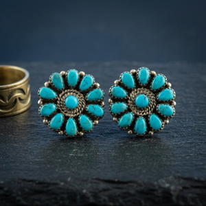 Beautiful Rhodium Plated Cute <b>Wedding</b> Arizona Turquoise Natural Gemstone 925 Solid Sterling <b>Silver</b> Handmade Statement Earrings - Product Image 3