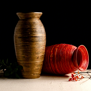 Jarrón Decorativo Artesanal Moderno y Ecológico de Bambú Enrollado, Material Natural Duradero, Thanhs Nam Arts, para Mesa, 24x46cm, Personalizado - Product Image 1