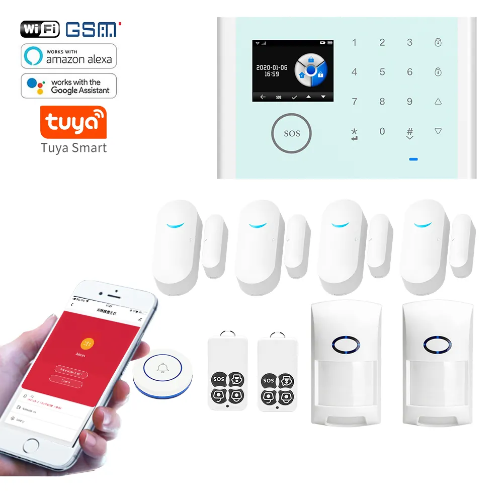 Android And IOS Tuya APP Smart Control Supported Wireless WIFI GSM Home Security Alarm System