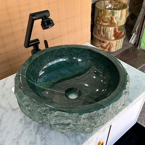 Circolare Verde Verde Verde <span class=keywords><strong>Guatemala</strong></span> marmo moderno lavabo lavello senza intagliatura esterna per uso Hotel e Villa - Product Image 1