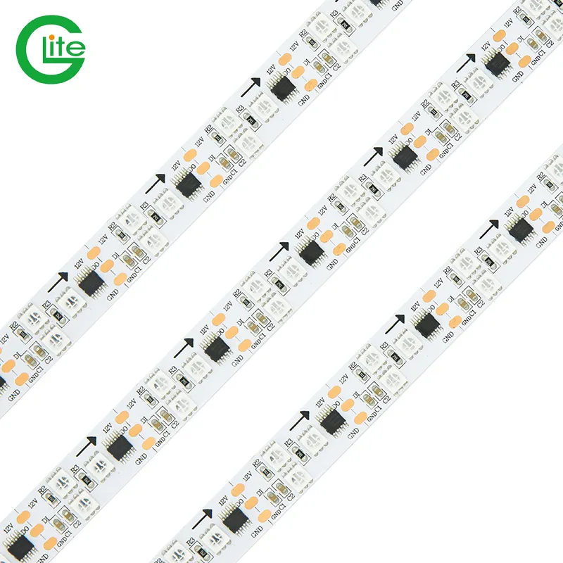 60LEDs/M 20พิกเซลส์/เมตร IP65สาดหลักฐาน IP65สีขาว PCB Flex WS2811 RGB แอดเดรสฝันสีนำแถบ