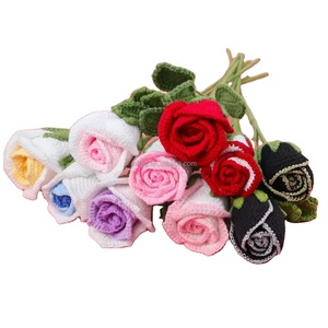 Fiori di Rosa Artificiali in Lana Lavorati a Mano all'Uncinetto per Cani, Lavabili, per Laurea, Ringraziamento, Halloween, Natale, <span class=keywords><strong>San</strong></span> <span class=keywords><strong>Valentino</strong></span> - Produzione di Fabbrica - Product Image 2