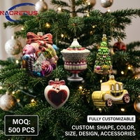 Set Hiasan Natal dari Kaca Tiup, Pemasok Label Pribadi, ODM Kustom, Karangan Bunga, Kereta, Pohon Sundae, Hadiah, Borosilikat, Grosir